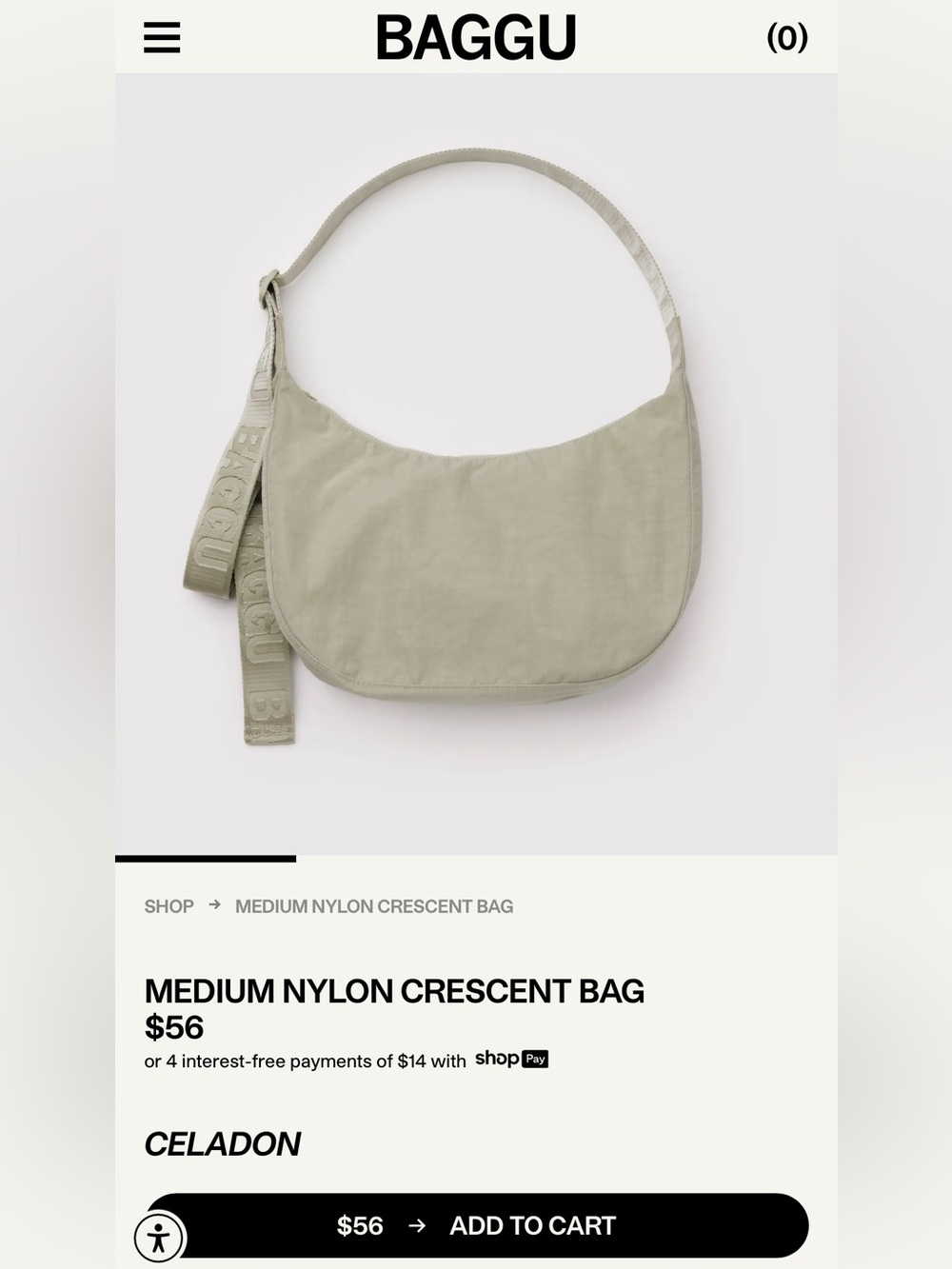 BAGGU Celadon Crescent Shoulder Bag